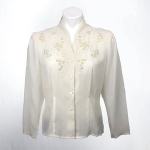 Vintage Laura & Jayne Petite Pearl Beaded Blouse